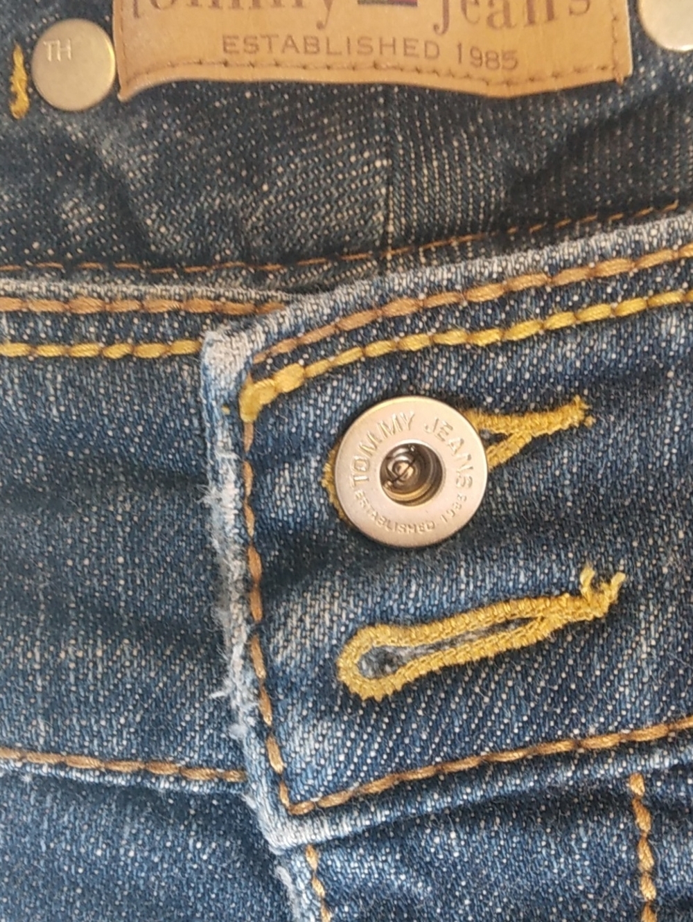 Tommy Hilfiger Blue Denim Jeans with Yellow Stitching